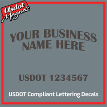 Load image into Gallery viewer, Arched Business Name with USDOT Lettering Decal Sticker (Set of 2)
