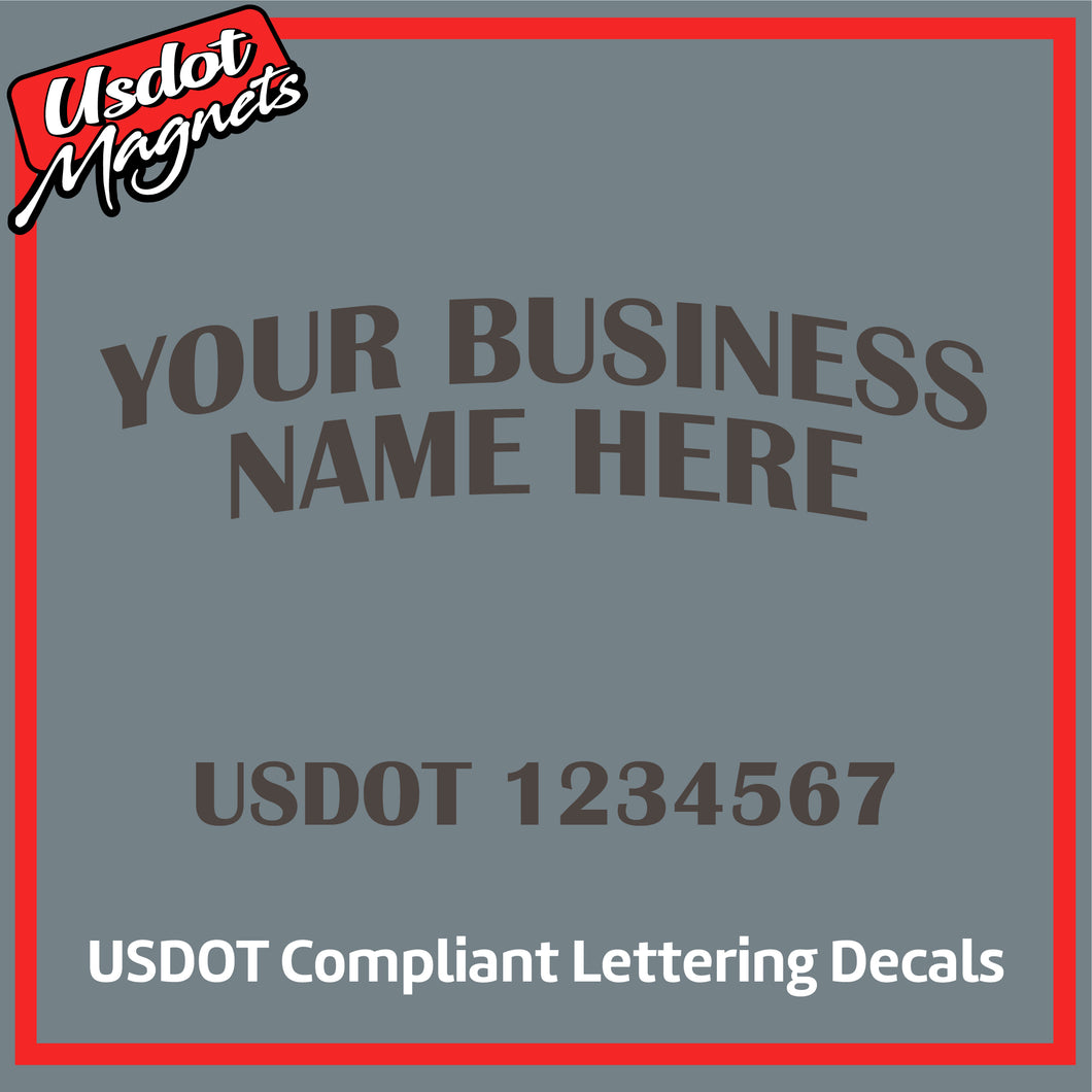 Arched Business Name with USDOT Lettering Decal Sticker (Set of 2)