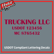 Load image into Gallery viewer, Trucking Business Name with USDOT &amp; MC Number Lettering Decal (Set of 2)
