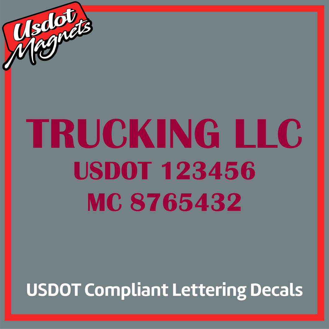 Trucking Business Name with USDOT & MC Number Lettering Decal (Set of 2)