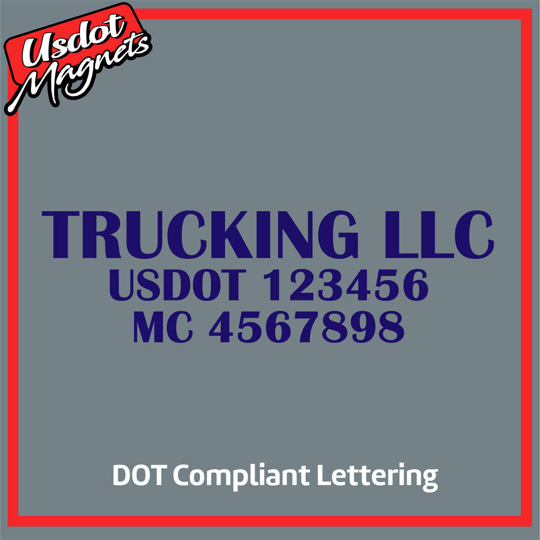 Trucking Transport Business Name with USDOT & MC Number Lettering Decal (Set of 2)