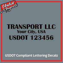 Load image into Gallery viewer, Transport Name with City &amp; USDOT Number Decal (Set of 2)
