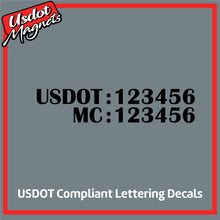 Load image into Gallery viewer, US DOT (USDOT) &amp; MC Number Lettering Sticker Decal (Set of 2)
