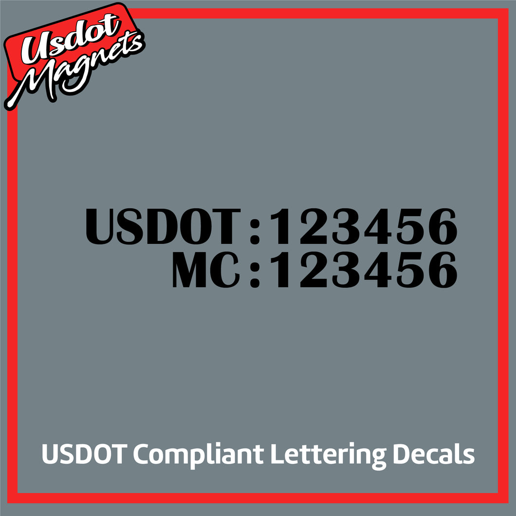 US DOT (USDOT) & MC Number Lettering Sticker Decal (Set of 2)