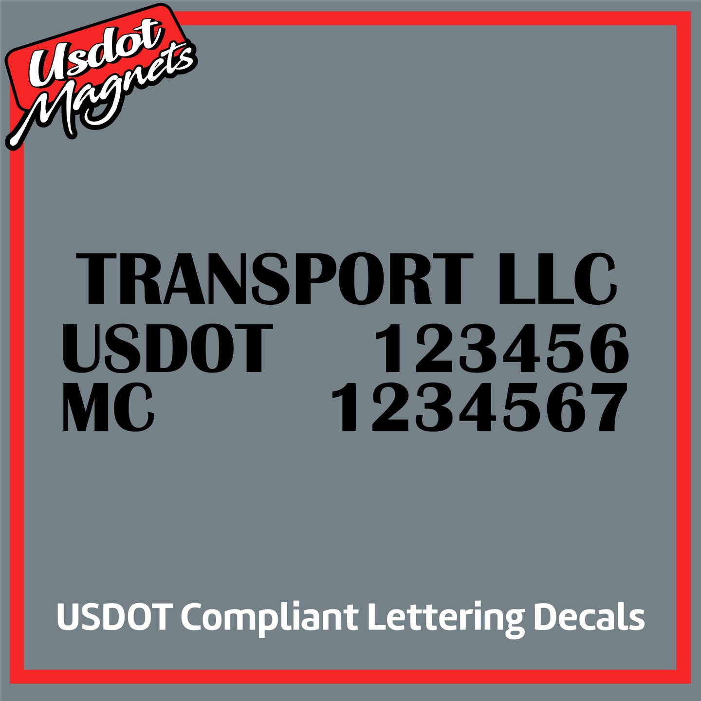 Transport Name with USDOT & MC Number Sticker Decal Lettering (Set of 2)