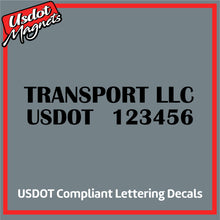 Load image into Gallery viewer, Transport Name with USDOT Number Sticker Decal Lettering (Set of 2)
