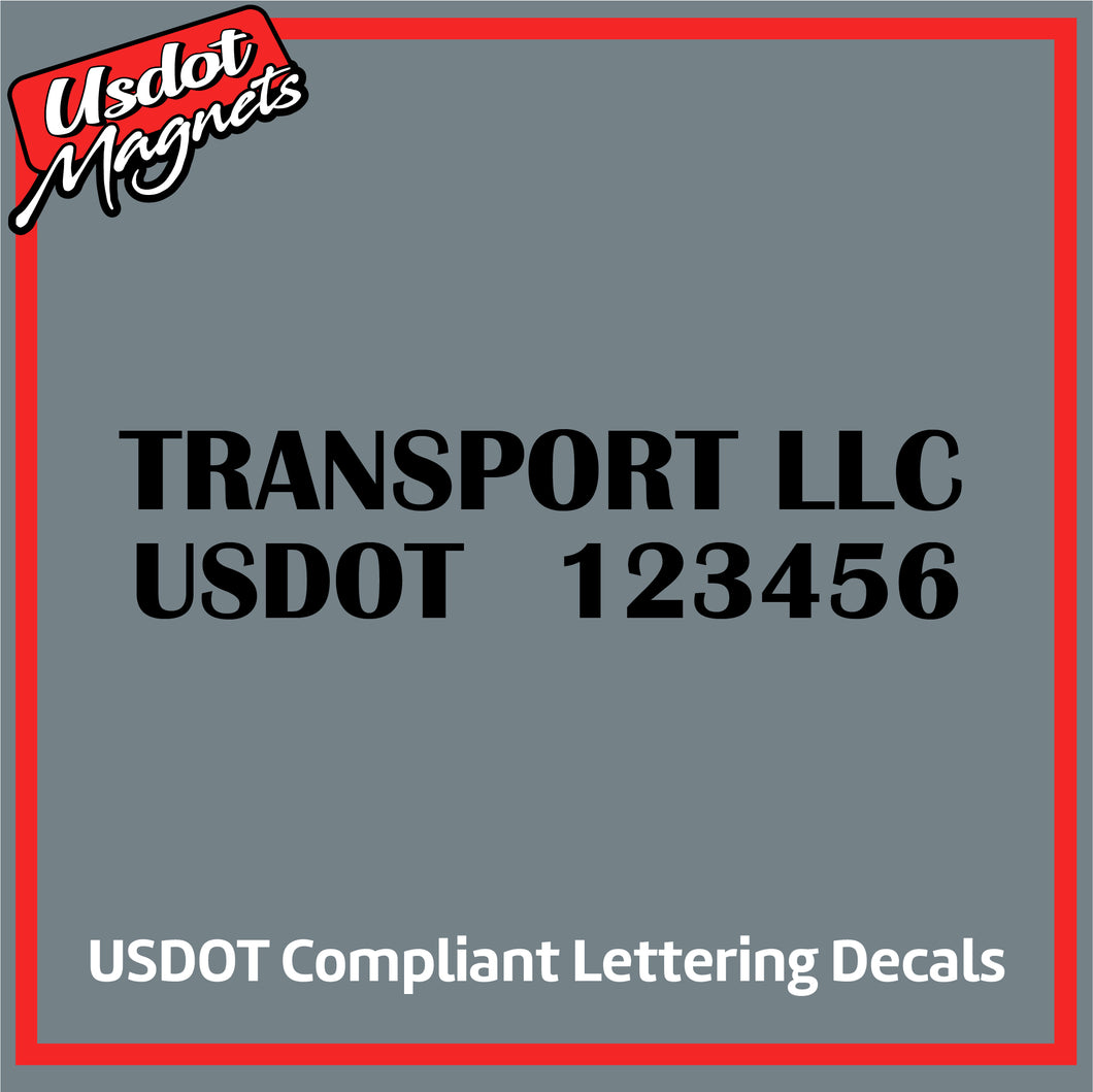 Transport Name with USDOT Number Sticker Decal Lettering (Set of 2)