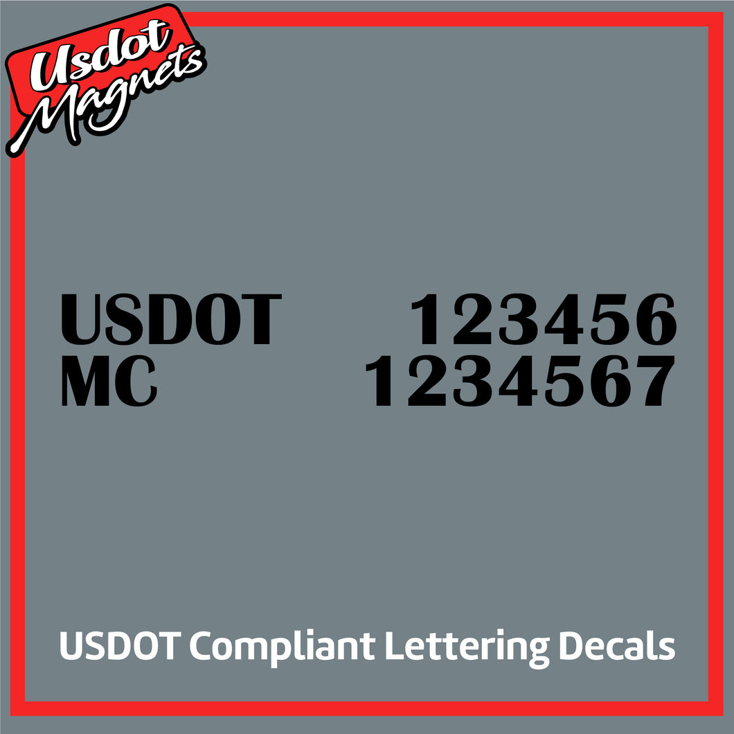 USDOT & MC Number Vinyl Lettering Sticker Decal (Set of 2)