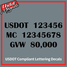 Load image into Gallery viewer, USDOT, MC &amp; GVW Number Sticker Decal Lettering (Set of 2)
