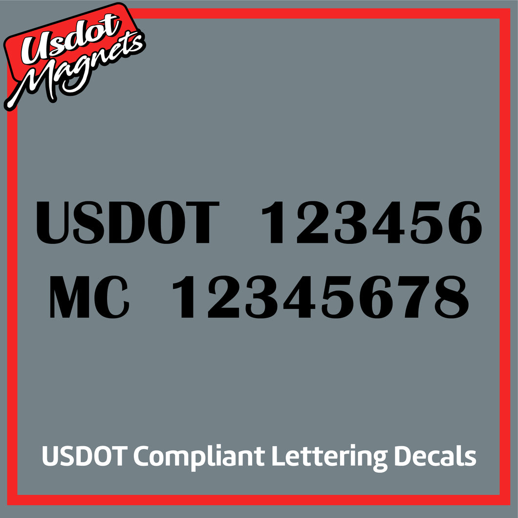 USDOT & MC Number Lettering Sticker Decal (Set of 2)