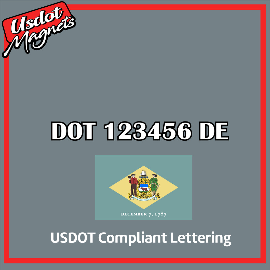 USDOT Number Sticker Decal Lettering Delaware (Set of 2)