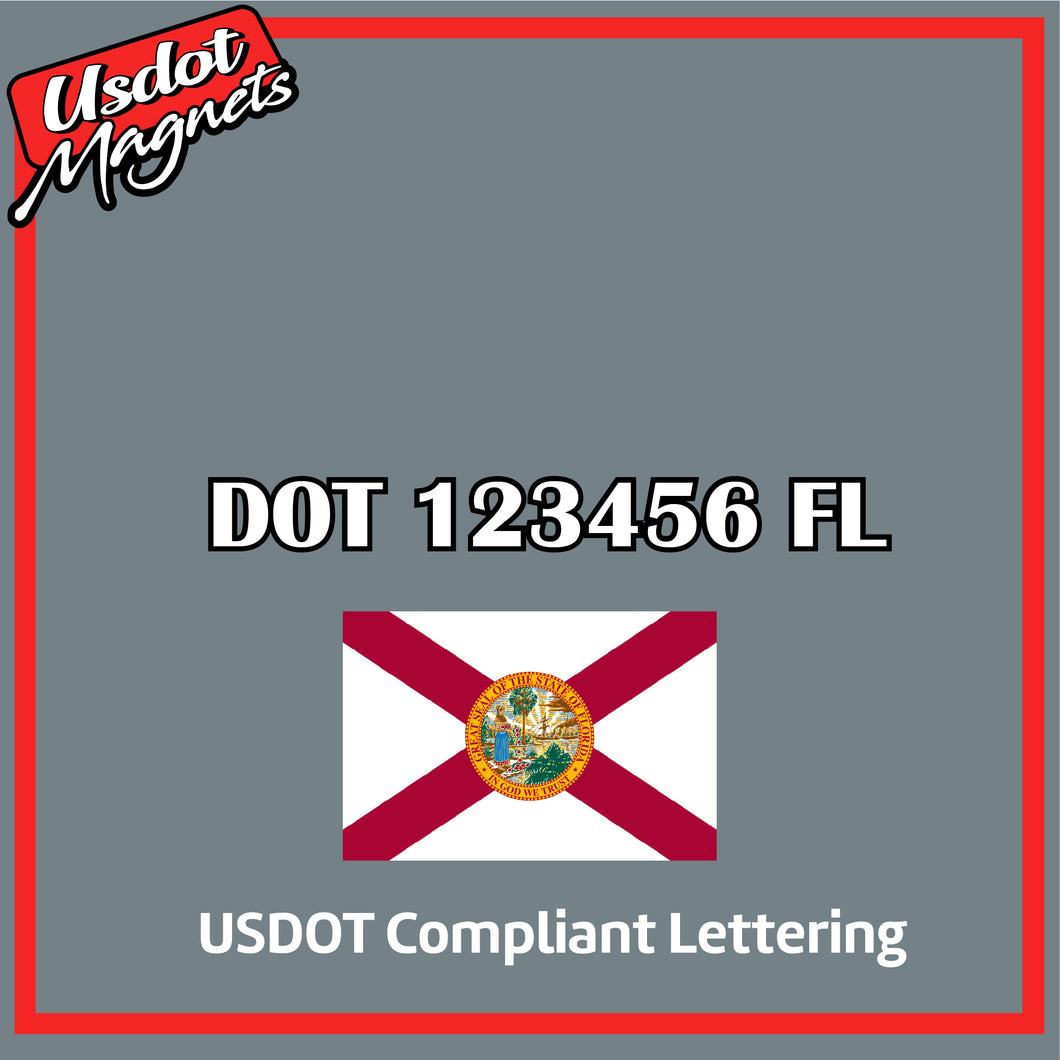 USDOT Number Sticker Decal Lettering Florida (Set of 2)