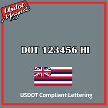 Load image into Gallery viewer, USDOT Number Sticker Decal Lettering Hawaii (Set of 2)
