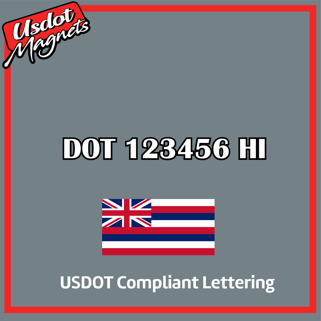 USDOT Number Sticker Decal Lettering Hawaii (Set of 2)