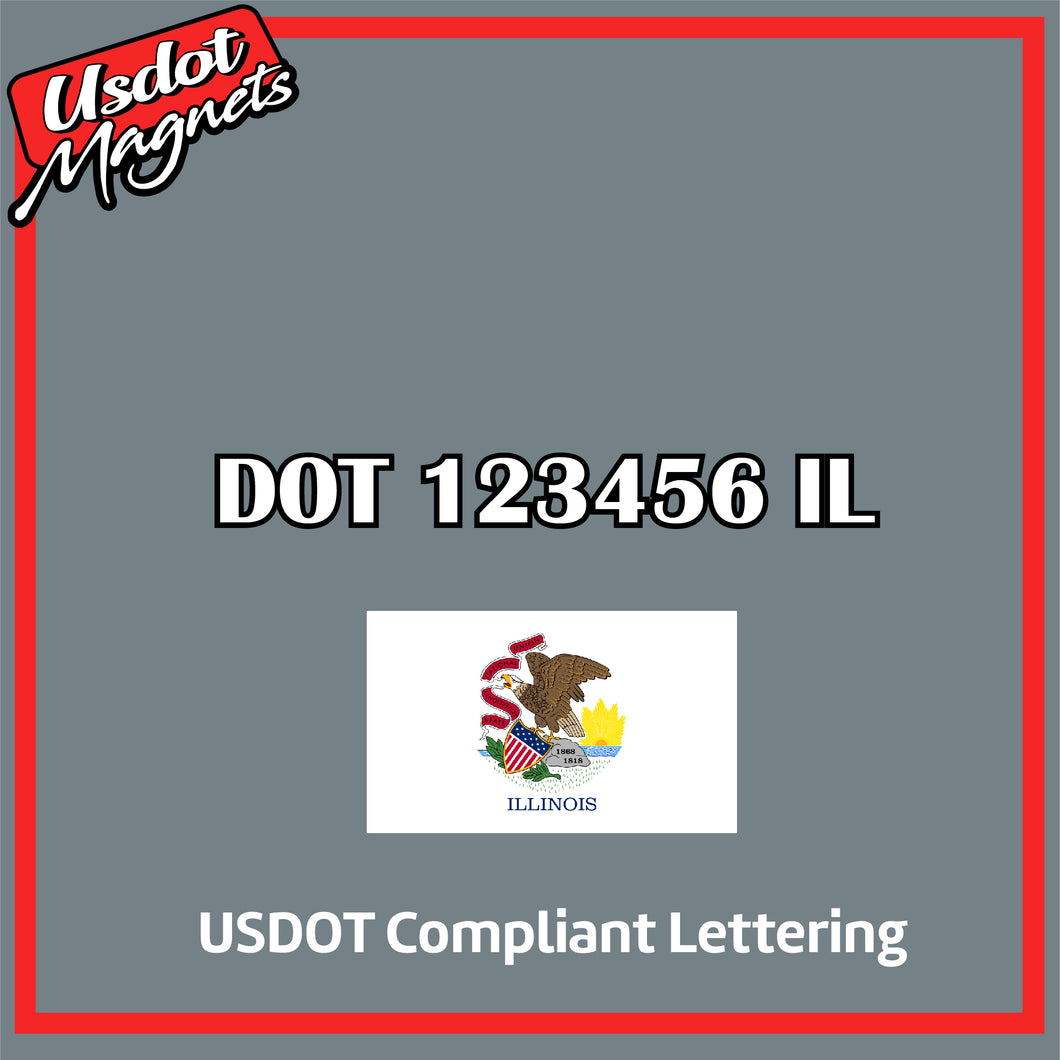 USDOT Number Sticker Decal Lettering Illinois (Set of 2)