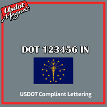 Load image into Gallery viewer, USDOT Number Sticker Decal Lettering Indiana (Set of 2)
