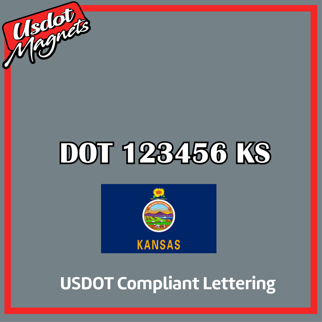 USDOT Number Sticker Decal Lettering Kansas (Set of 2)