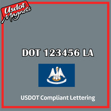 Load image into Gallery viewer, USDOT Number Sticker Decal Lettering Louisiana (Set of 2)
