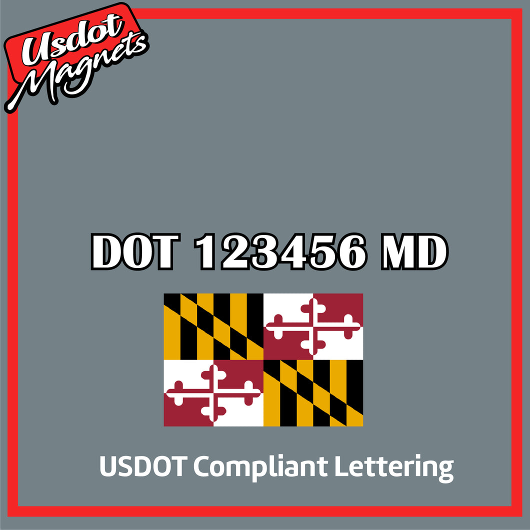 USDOT Number Sticker Decal Lettering Maryland (Set of 2)