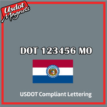 Load image into Gallery viewer, USDOT Number Sticker Decal Lettering Missouri (Set of 2)
