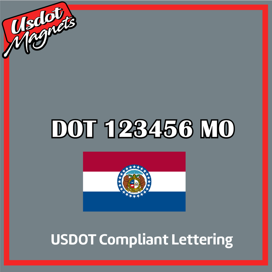 USDOT Number Sticker Decal Lettering Missouri (Set of 2)