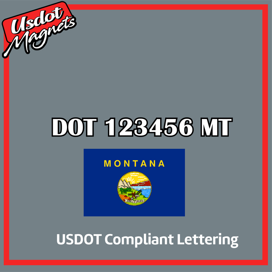 USDOT Number Sticker Decal Lettering Montana (Set of 2)