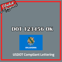 Load image into Gallery viewer, USDOT Number Sticker Decal Lettering Oklahoma (Set of 2)
