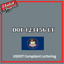 Load image into Gallery viewer, USDOT Number Sticker Decal Lettering Utah (Set of 2)
