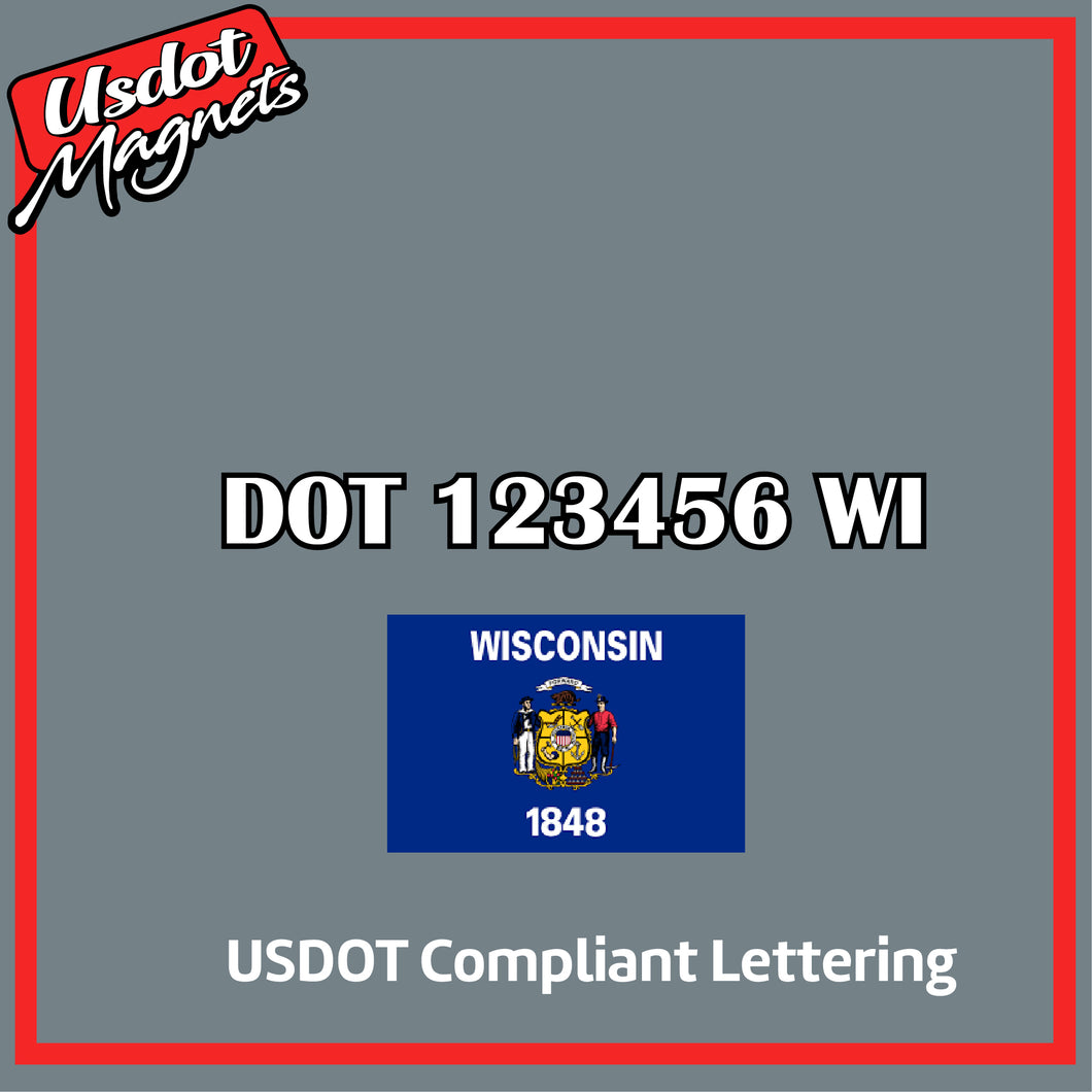 USDOT Number Sticker Decal Lettering Wisconsin (Set of 2)