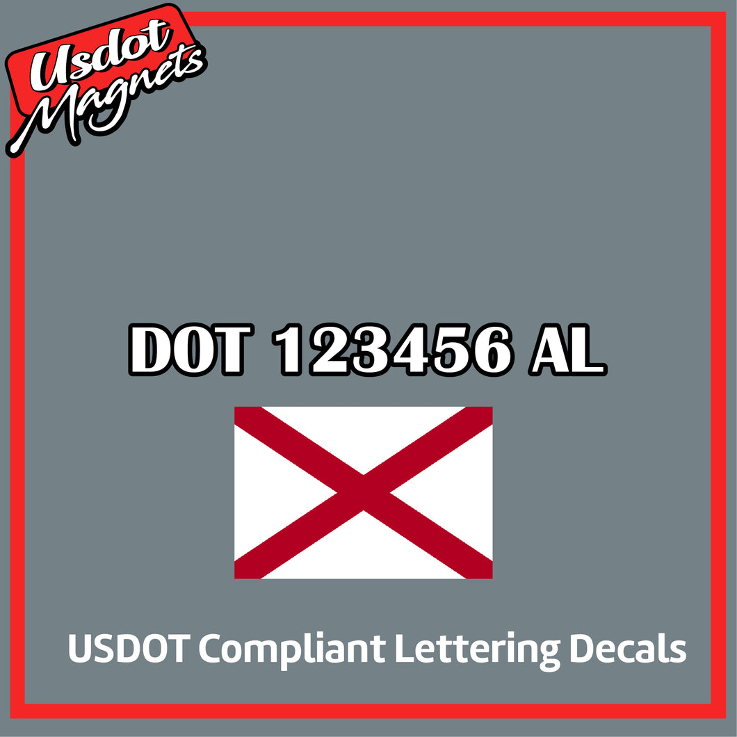 USDOT Number Sticker Decal Lettering Alabama (Set of 2)