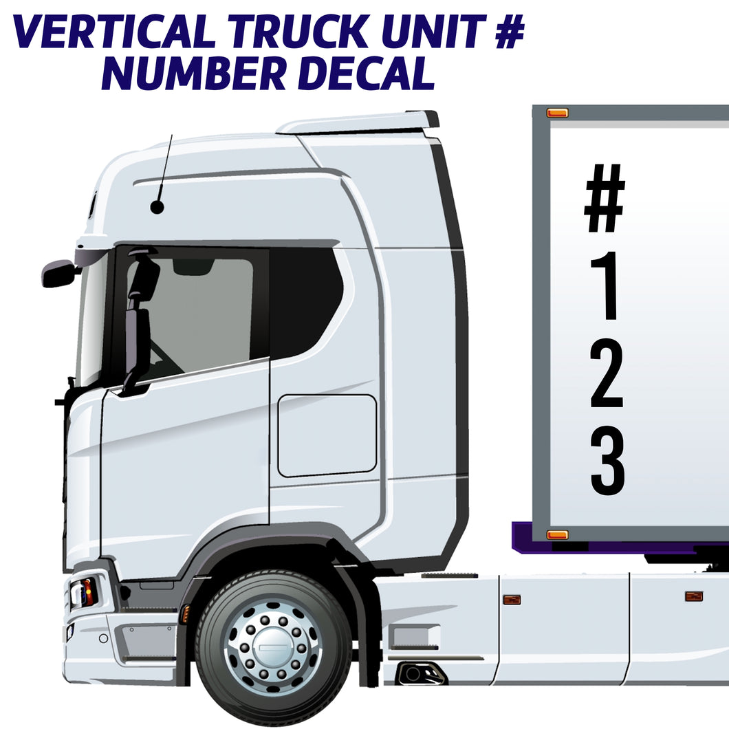 vertical truck unit number decal